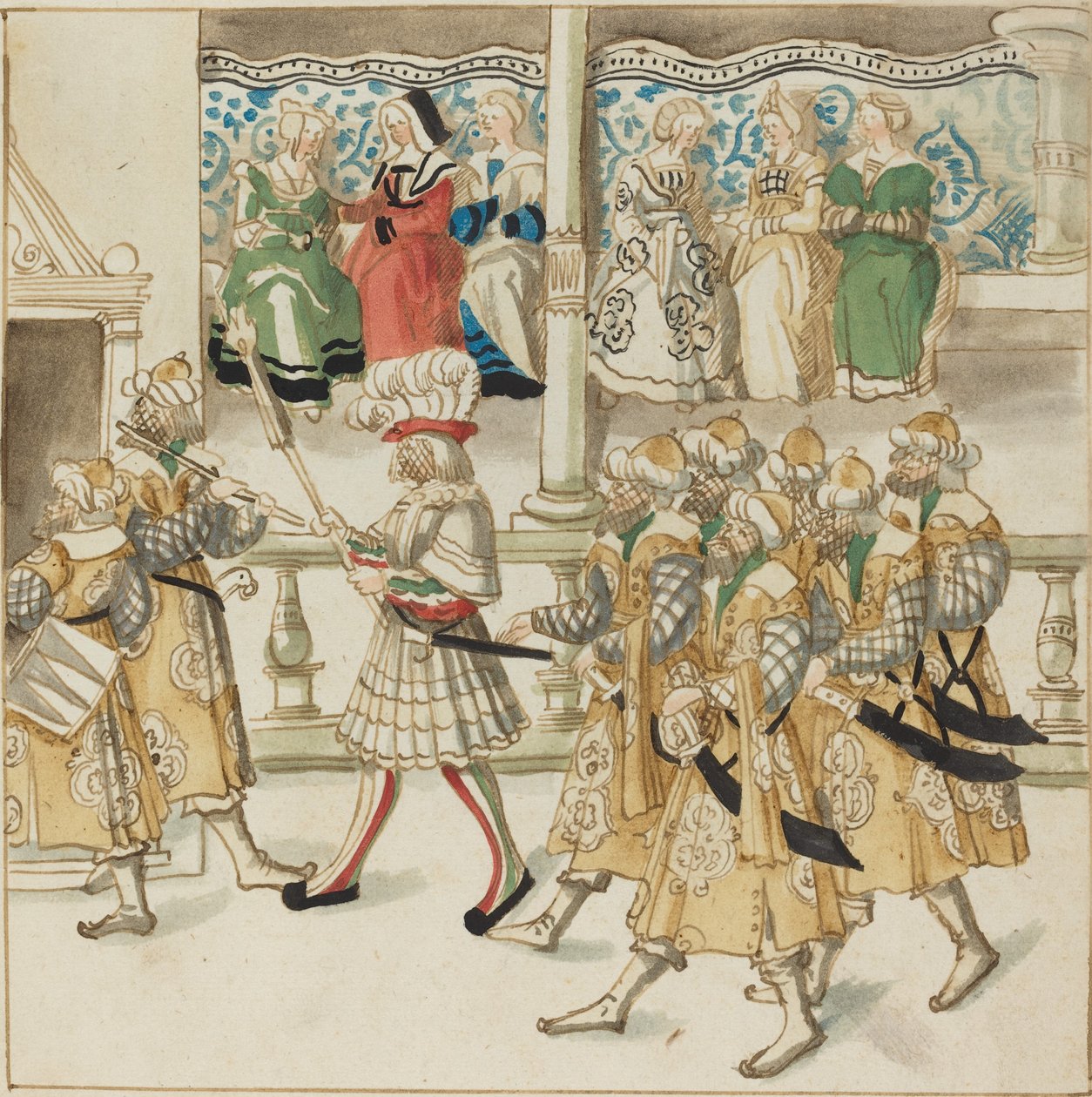 Caballeros desfilando en traje oriental de German 16th Century