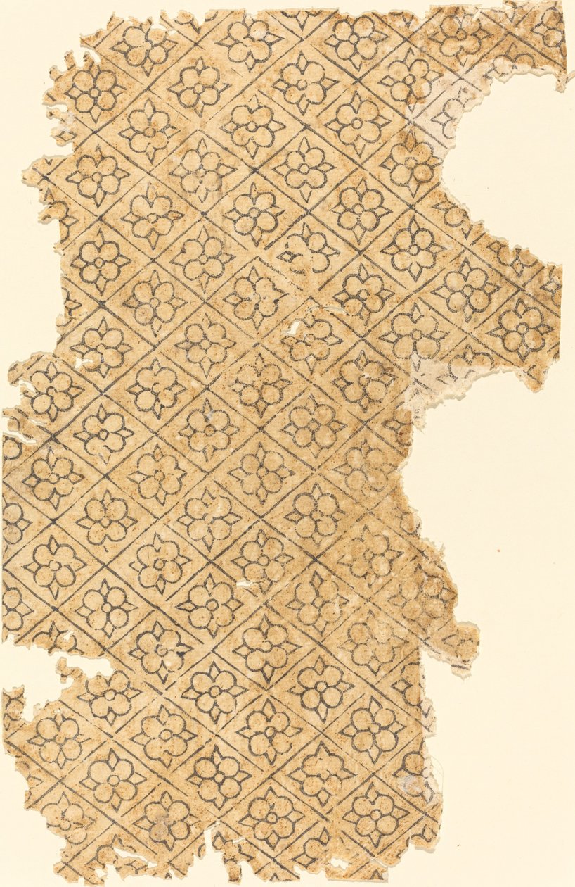 Hoja con Patrón de Flores y Diamantes de German 16th Century