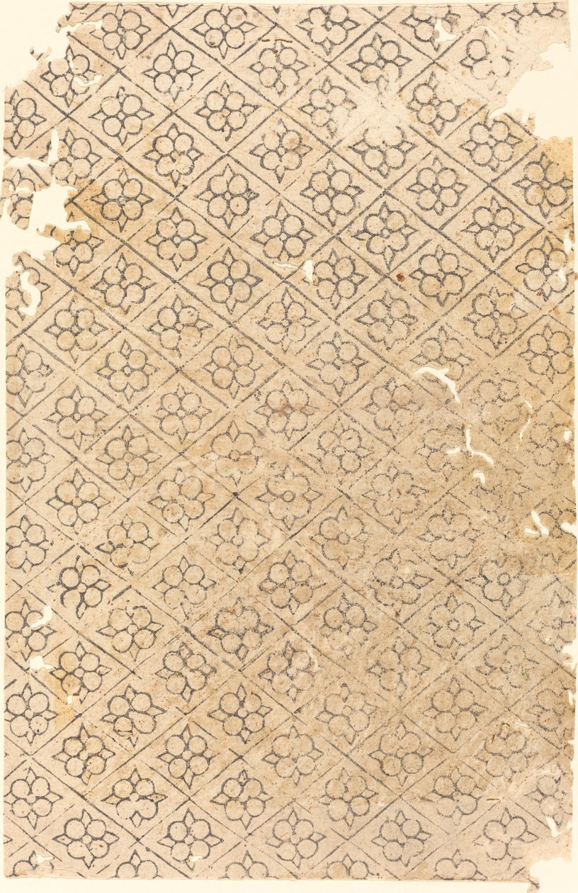Hoja con patrón de flores y diamantes de German 16th Century
