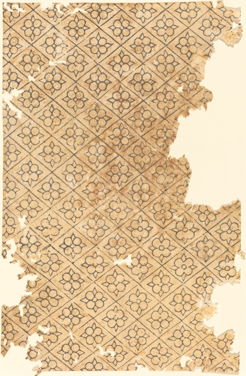Hoja con patrón de flores y diamantes de German 16th Century