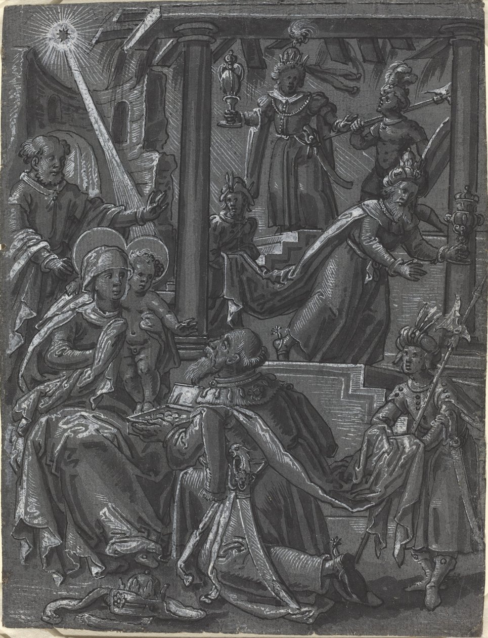 La adoración de los Reyes de German 16th Century