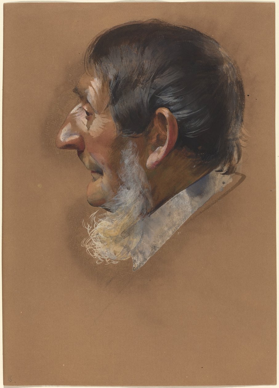 Perfil de un Hombre con Patillas de German 19th Century