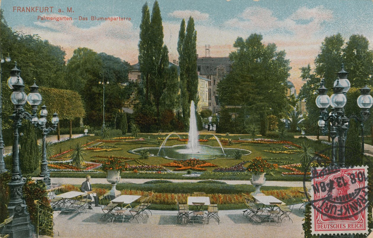 Frankfurt, Palmengarten, El parterre de flores. Postal enviada en 1913. de German Photographer