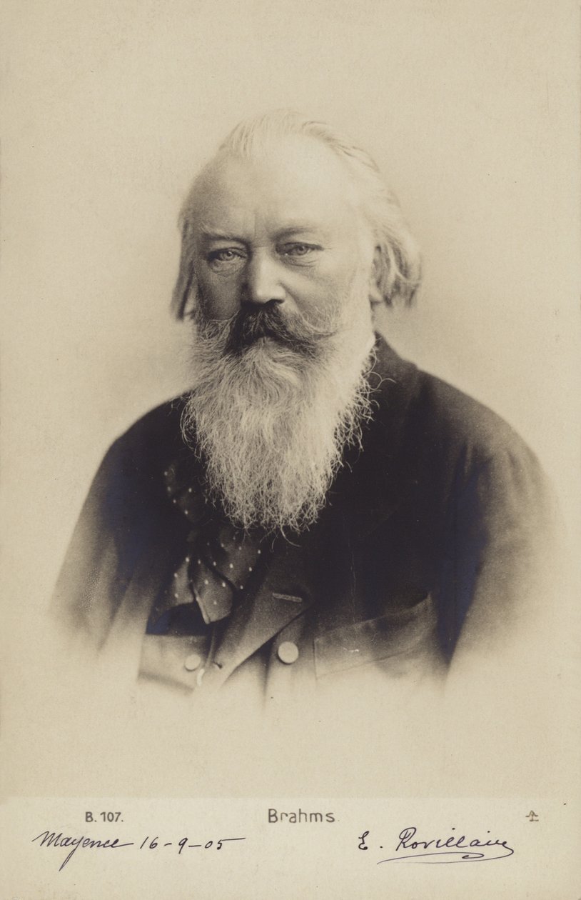 Johannes Brahms, compositor y pianista alemán (1833-1897) (fotografía en blanco y negro) de German Photographer