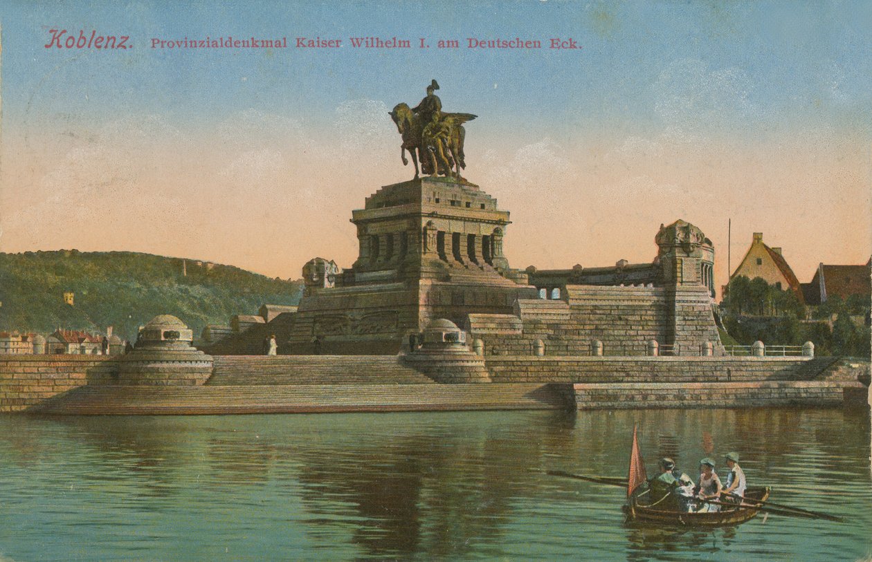 Monumento al Kaiser Guillermo I, Coblenza. Postal enviada en 1913. de German Photographer