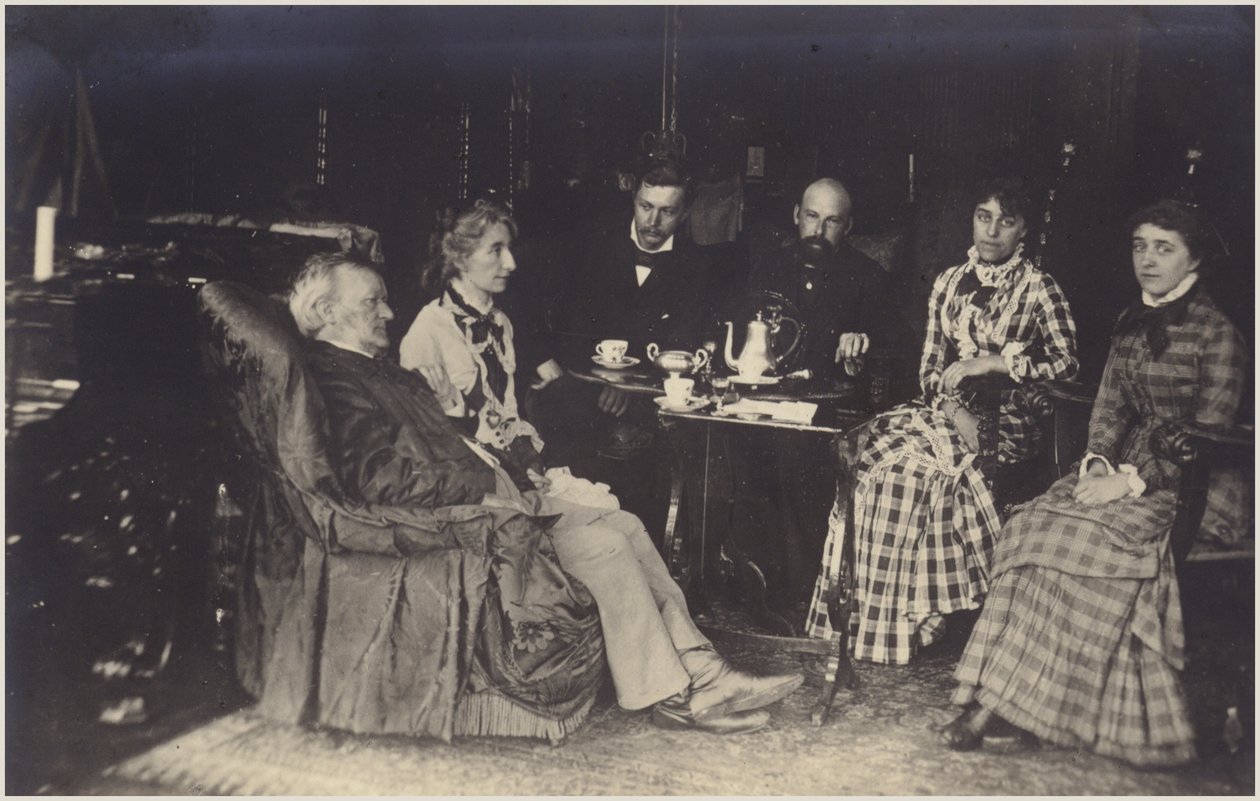 Retrato de Richard Wagner con amigos y familiares (fotografía en blanco y negro) de German Photographer