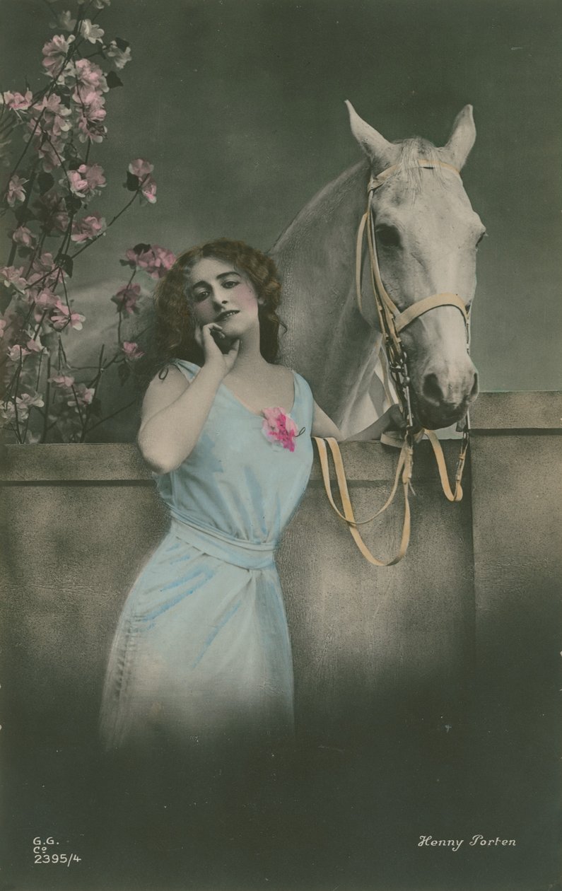 Postal de la estrella de cine alemana Henny Porten, enviada en 1913 (foto coloreada a mano) de German Photographer