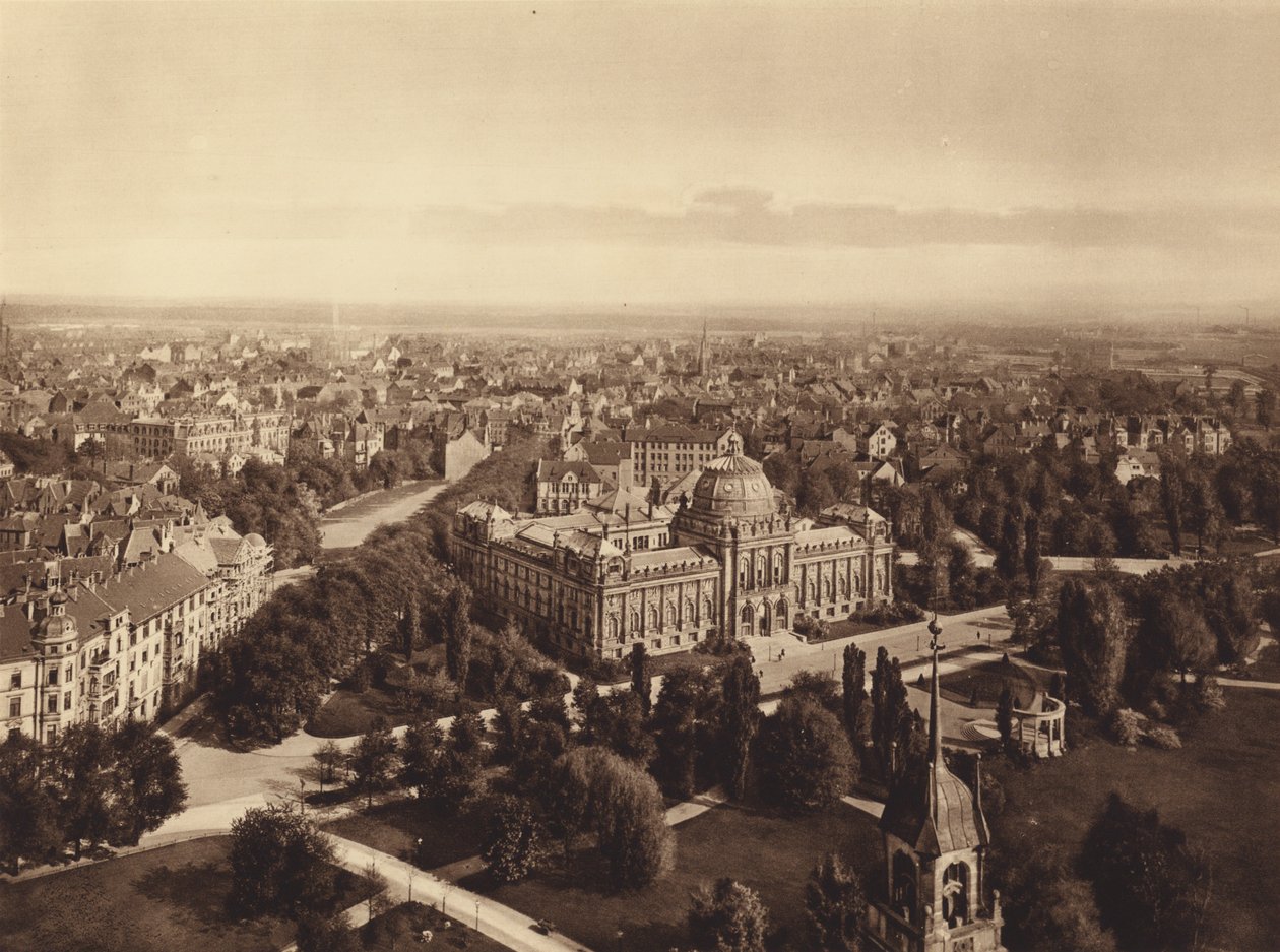 Vista de Hannover desde la torre del Nuevo Ayuntamiento (foto b/n) de German Photographer