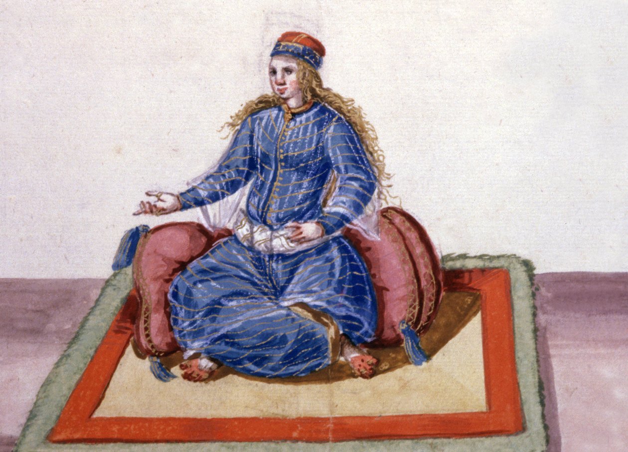 Una favorita en la corte del sultán otomano, c.1600 (acuarela) de German School