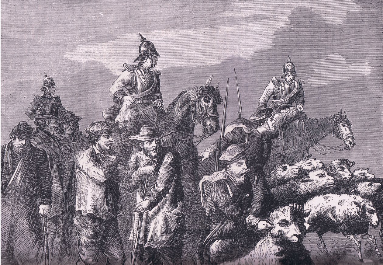 Una partida de forrajeo, Historia de la guerra entre Francia y Alemania de Cassell, publicada por Cassell and Company Limited, c.1890 de German School