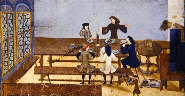 Escena interior de una taberna con figuras bebiendo, c.1690 de German School