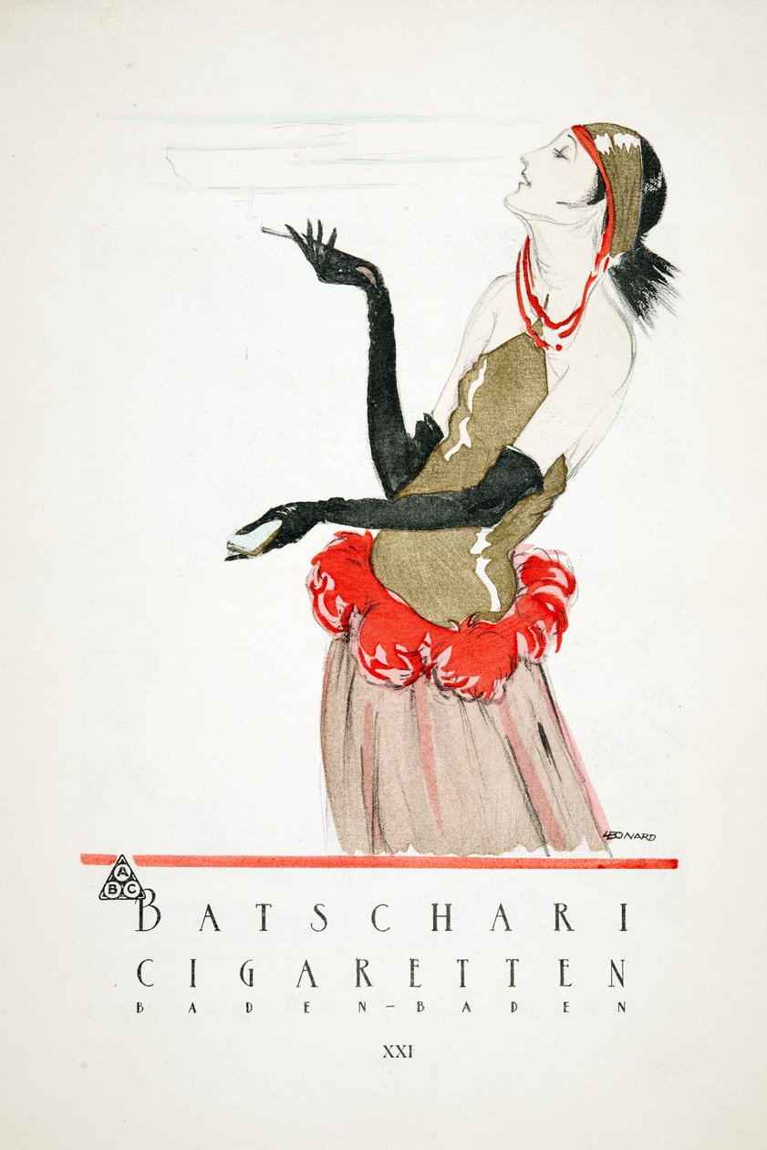 Anuncio de "Batschari Cigaretten", de Styl, pub.1922 (impresión en pochoir) de German School