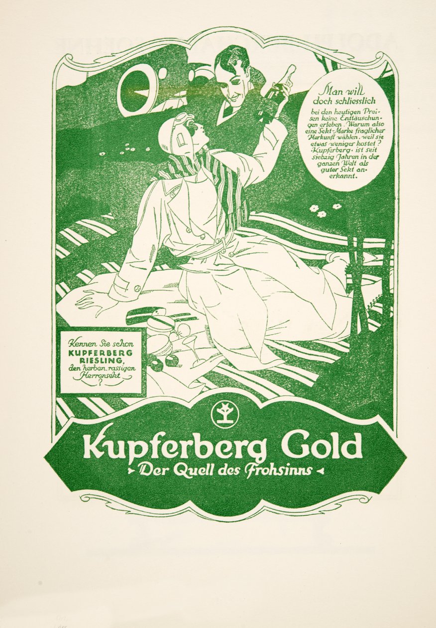 Anuncio de Kupferberg Gold, de Styl, pub.1922 (impresión en pochoir) de German School