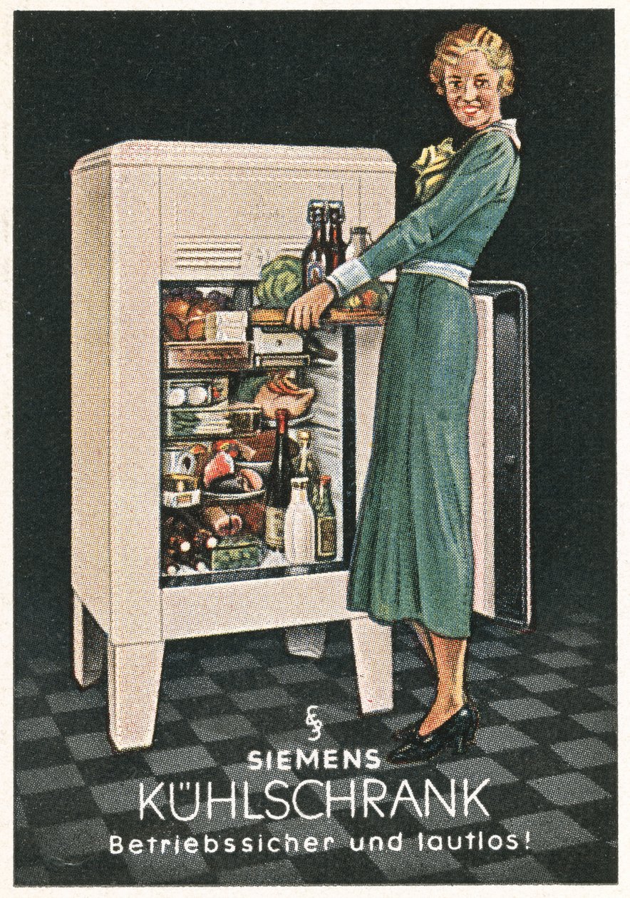 Anuncio de frigoríficos Siemens (litografía en color) de German School