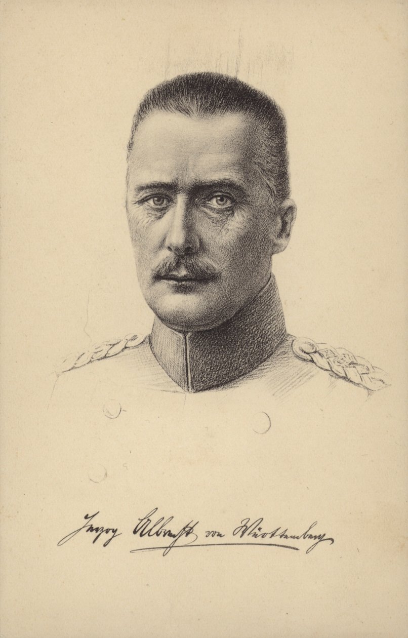 Albrecht, duque de Wurtemberg, príncipe y general alemán de la Primera Guerra Mundial (litografía) de German School