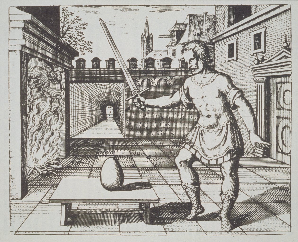 Alegoría alquímica: El huevo de los filósofos, de Srutinium Chymicum por Michael Majer (1687) ilustrado en una historia de la magia publicado a finales del siglo XIX de German School