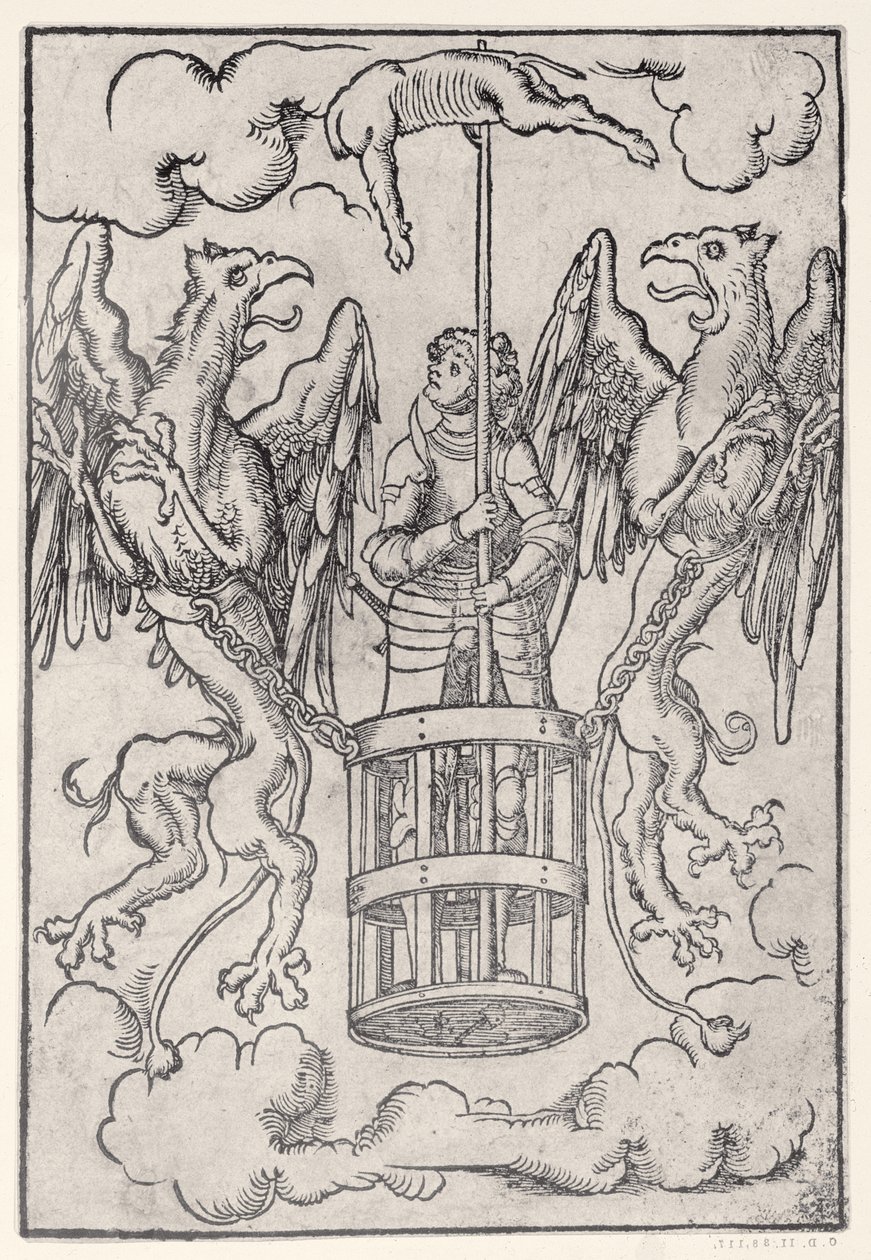 Alejandro Magno llevado al aire por dos grifos, c.1525 de German School