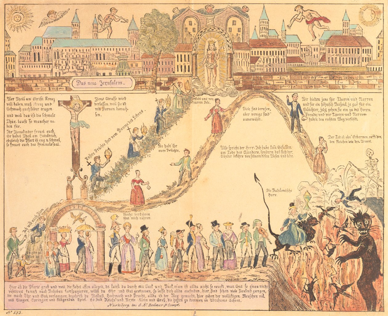 Representación alegórica de la vida cristiana y terrenal, publicada por G.N. Benner, Núremberg, c.1830 de German School