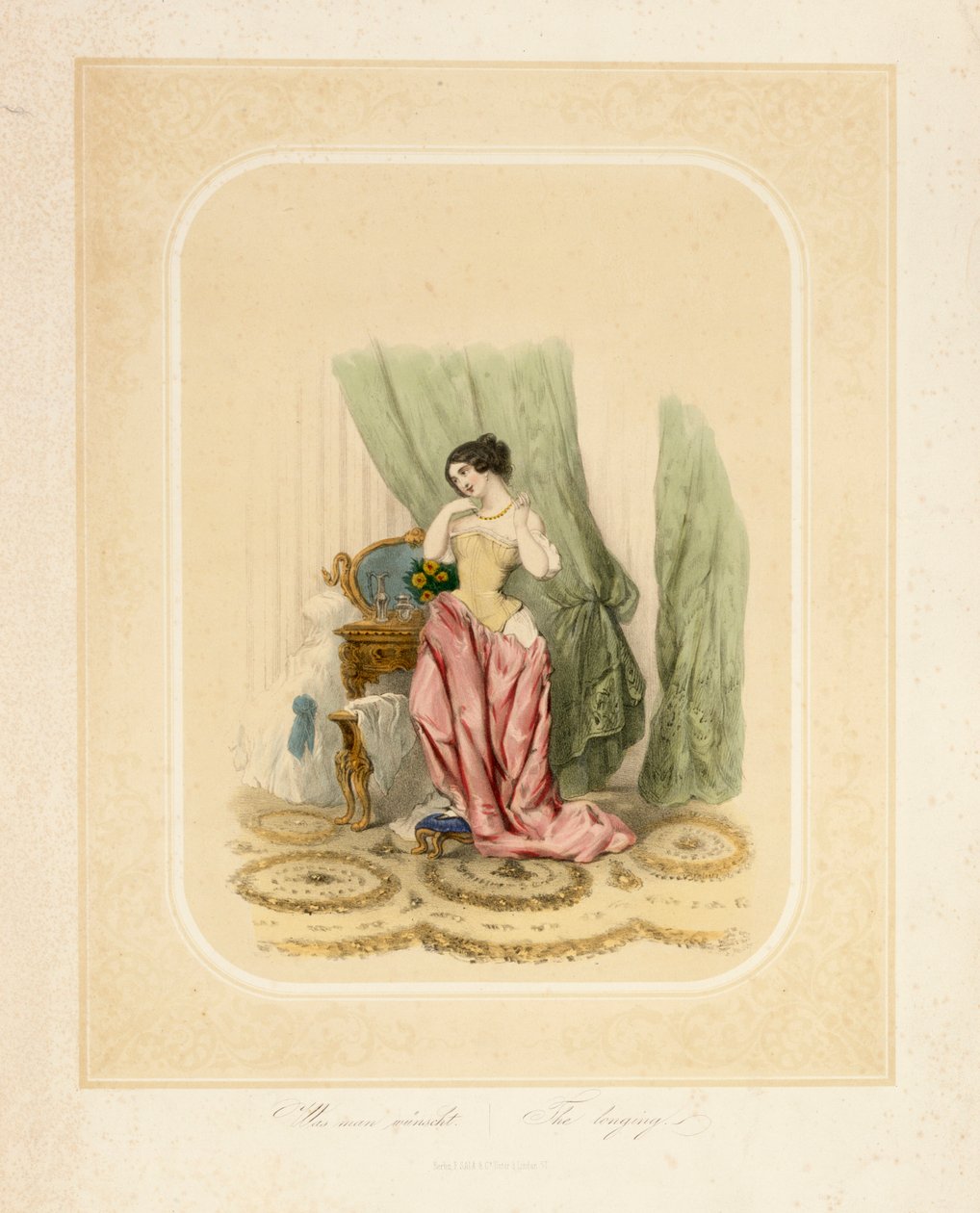 Una dama elegante en su tocador, impresa por F. Sala & Co, Berlín, c.1850 de German School