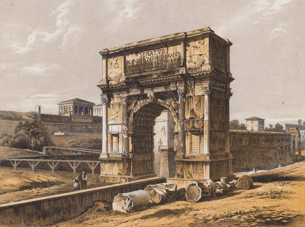 Arco de Tito, Roma (litografía en color) de German School