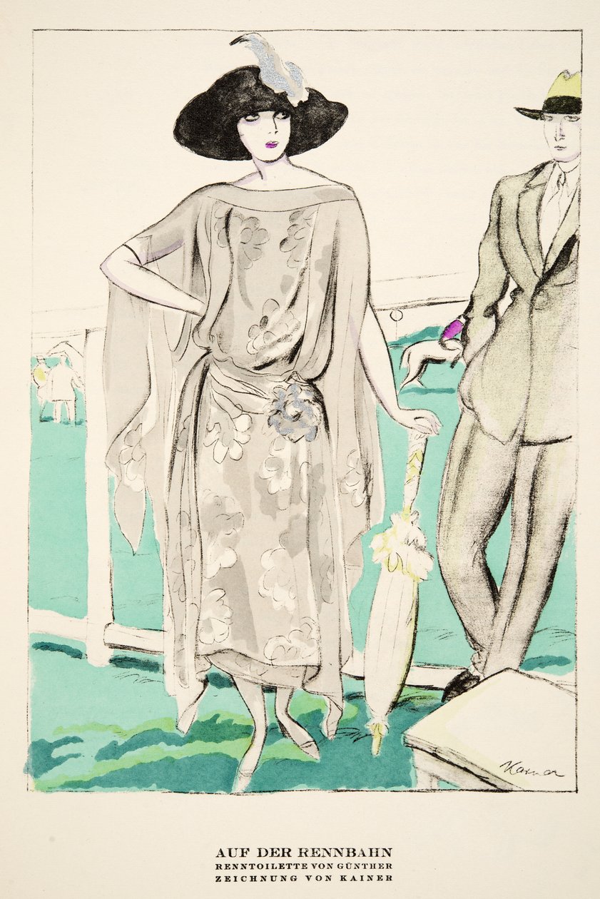 "Auf der Rennbahn", anuncio de Racing Outfits de Gunther, de Styl, pub.1922 (impresión en pochoir) de German School