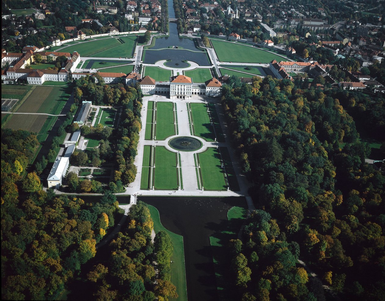 Arte barroco: vista aérea del parque de Nymphenburg de German School