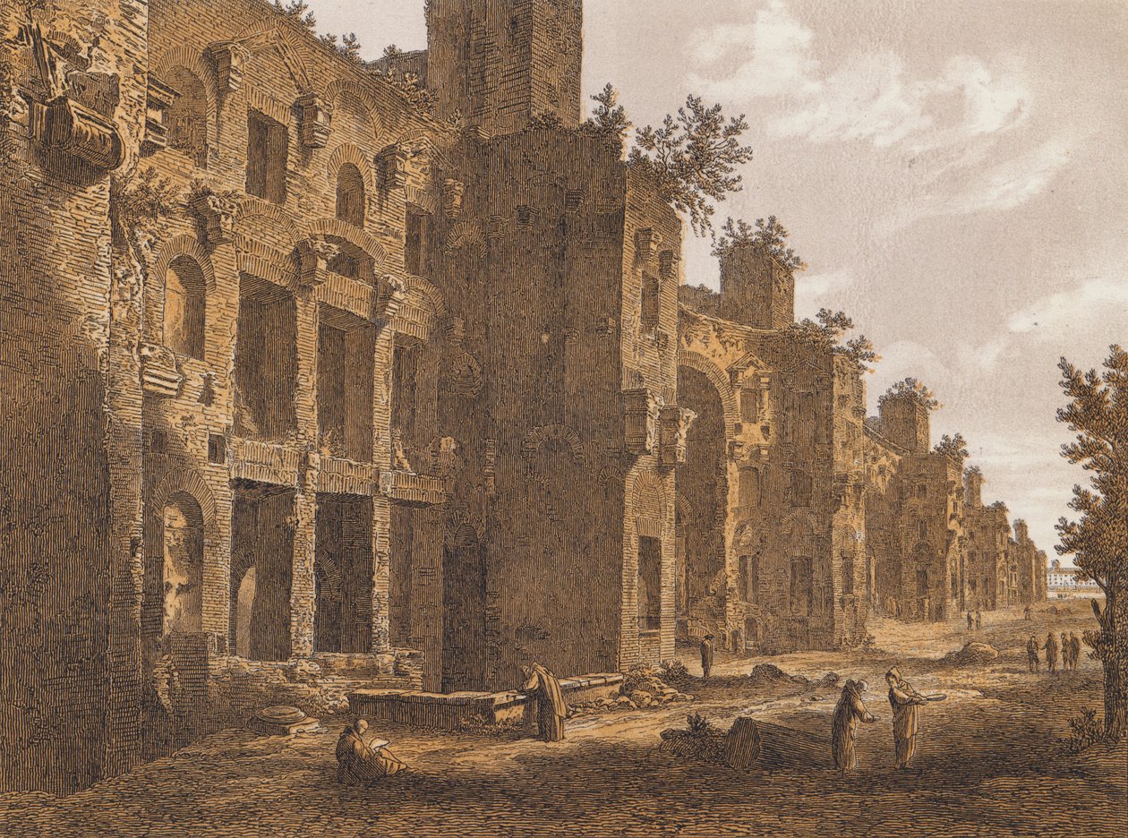 Termas de Diocleciano, Roma (litografía en color) de German School