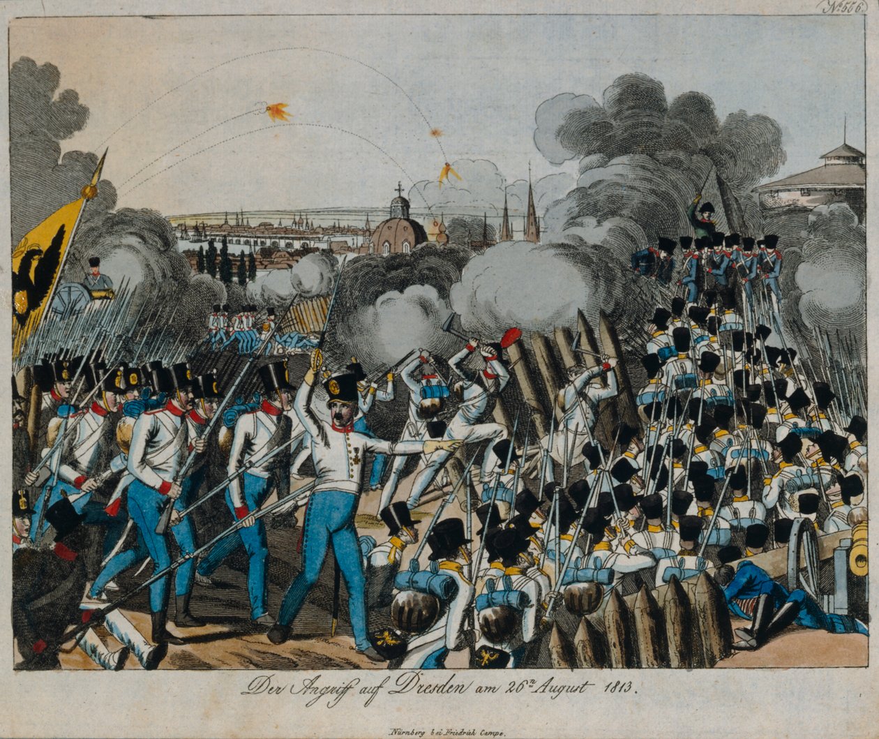 Batalla de Dresde durante la Guerra de la Sexta Coalición, 26-27 de agosto de 1813, c.1820 de German School