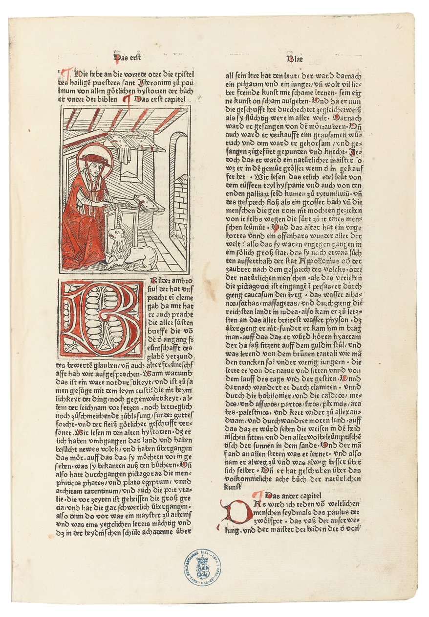 Biblie Germanica, Augsburgo: Anton Sorg, 20 de junio de 1477 (xilografías encuadernadas en piel de cerdo sobre tablas de madera) de German School