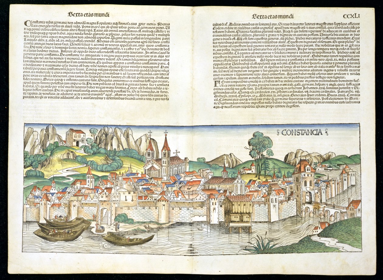 Vista Aérea de Constanza del Crónica de Núremberg por Hartmann Schedel (1440-1514) 1493 de German School