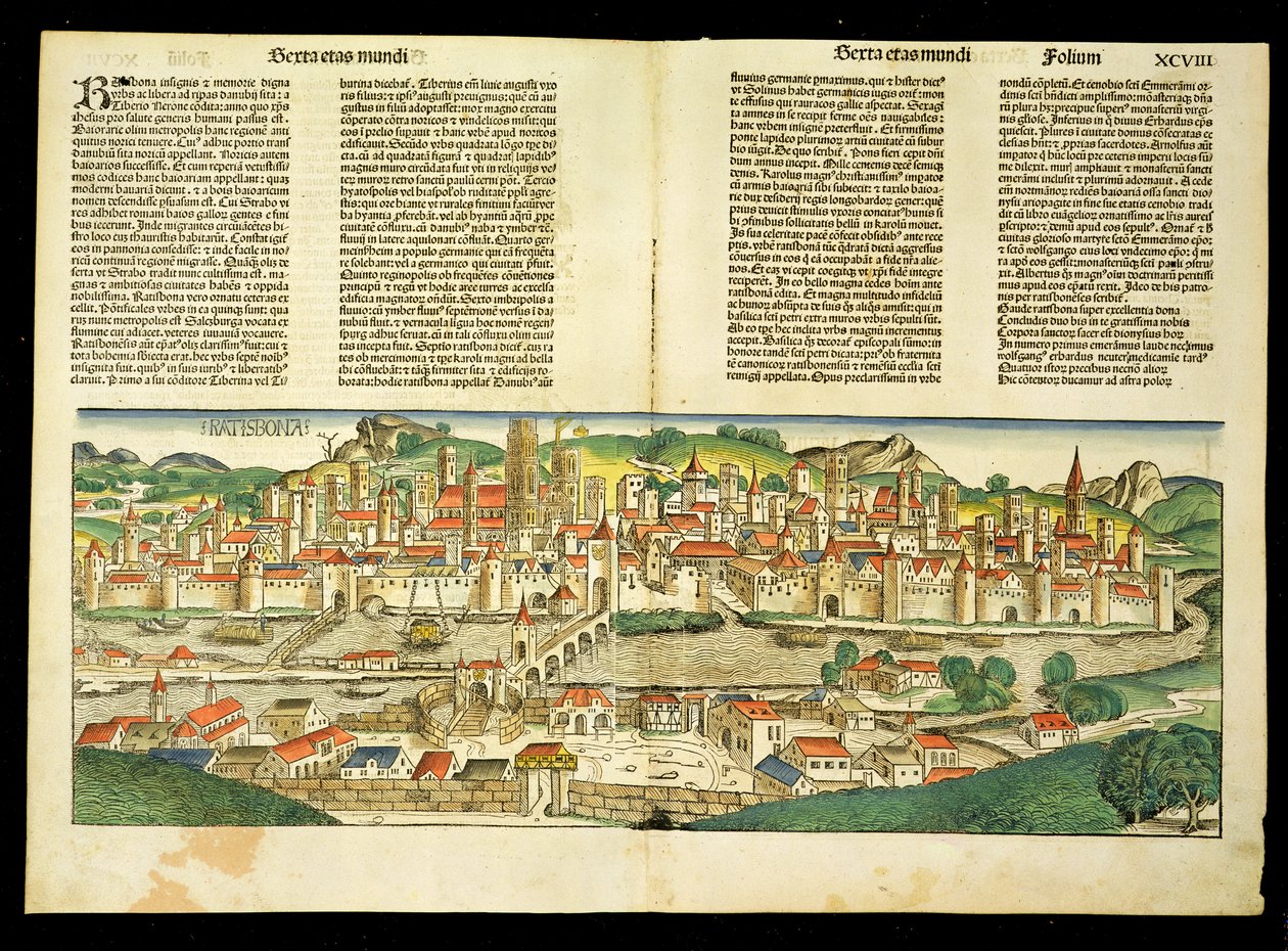 Vista Aérea de Ratisbona, del Crónica de Núremberg por Hartmann Schedel (1440-1514) 1493 de German School