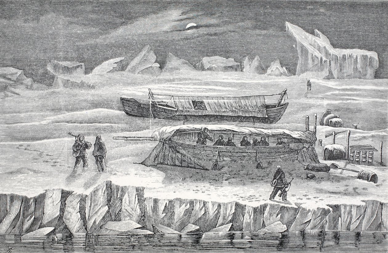 Bivouac en barcos, pub. Londres 1874 de German School