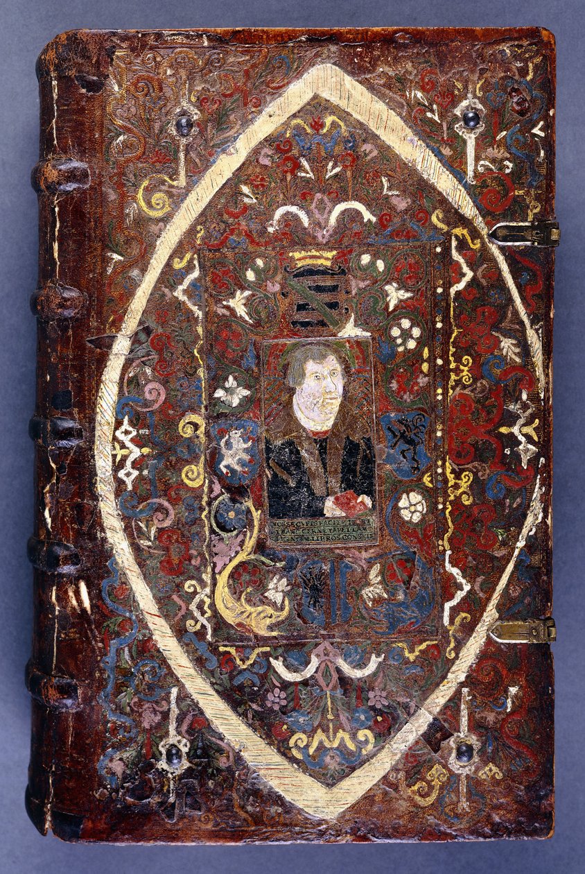 Portada del libro con un retrato de Martín Lutero (1483-1546) de German School