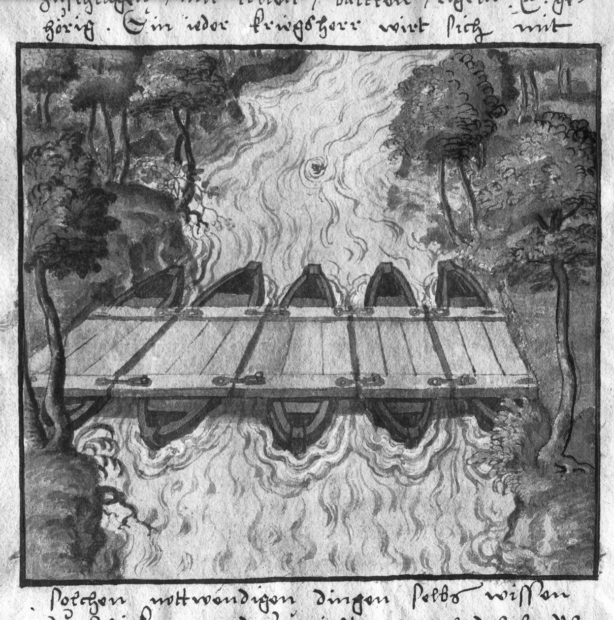 Puente de barcos, ilustración de L