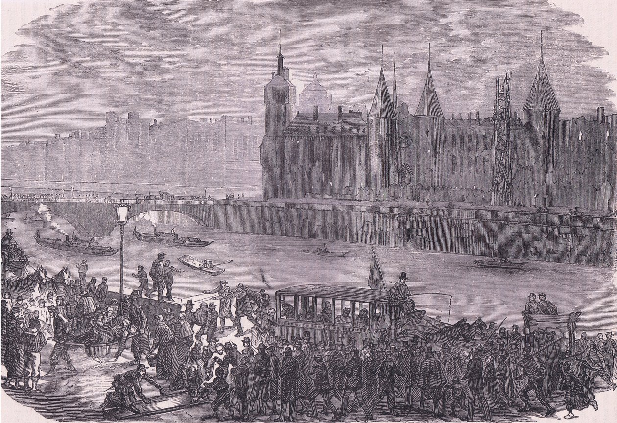 Trayendo a los heridos, Cassells History of the War between France and Germany publicado por Cassell and Company Limited, c.1890 de German School