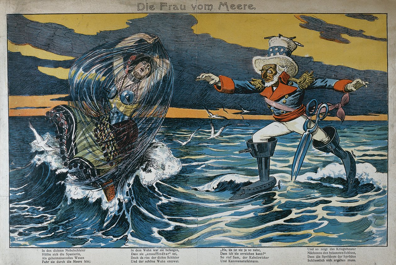 Caricatura sobre la guerra hispanoamericana, 1898 de German School