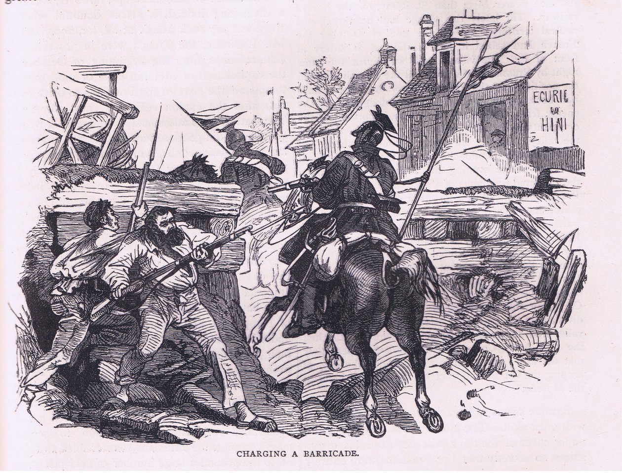 Cargando una barricada, Cassells History of the War between France and Germany publicado por Cassell and Company Limited, c.1890 de German School
