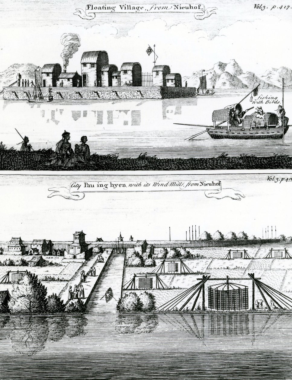 Aldea flotante china, siglo XVII de German School