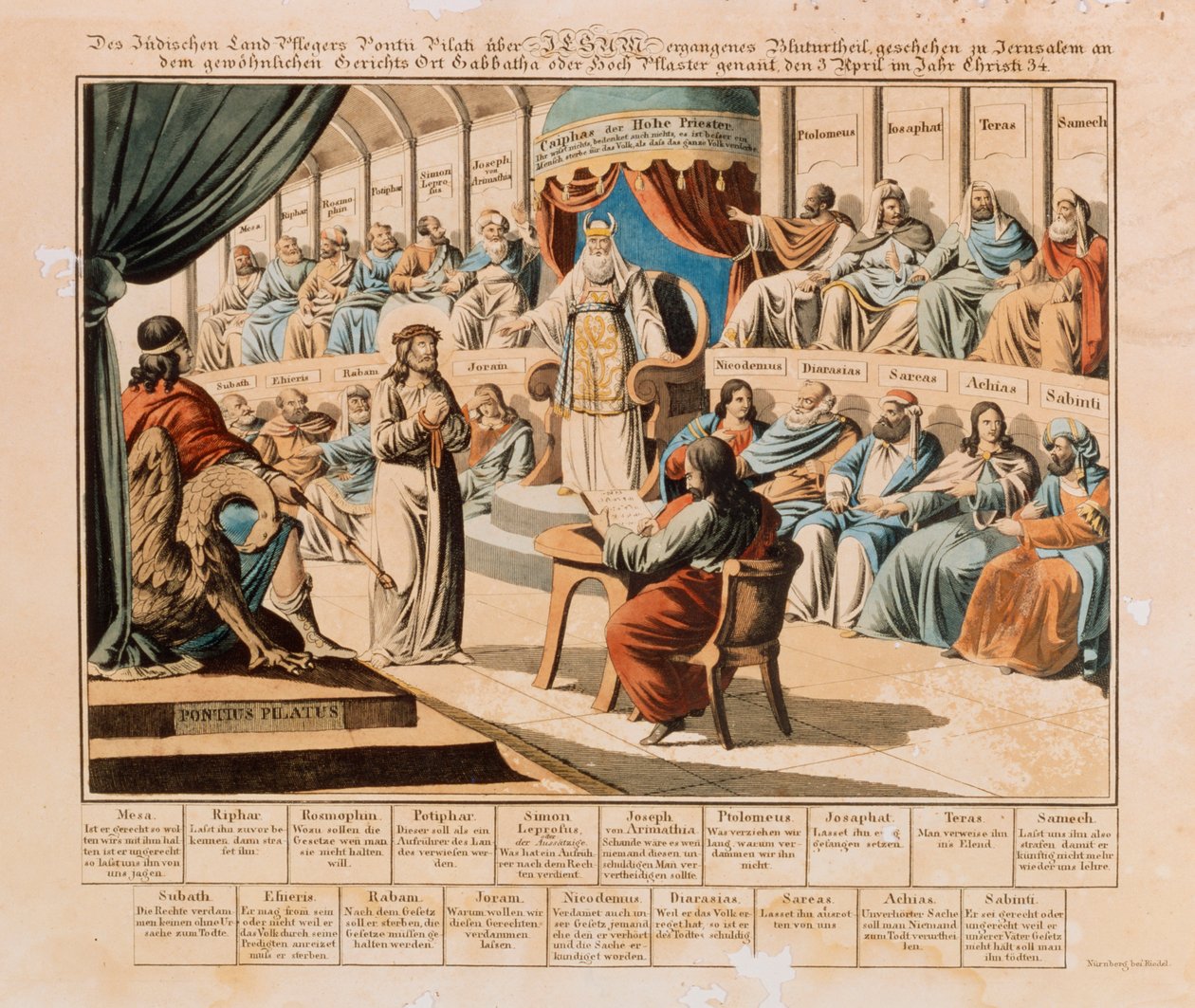 Cristo ante Pilato, publicado por Riedel, Núremberg, 1830 de German School