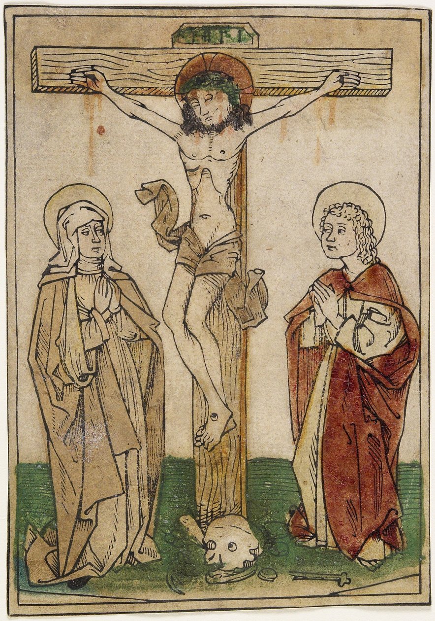 Cristo en la cruz con María y San Juan, c.1470-80 de German School
