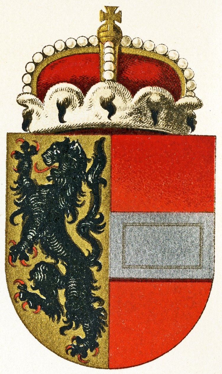 Escudo de armas de Salzburgo, con un sombrero de príncipe descansando sobre el escudo, c.1898 de German School