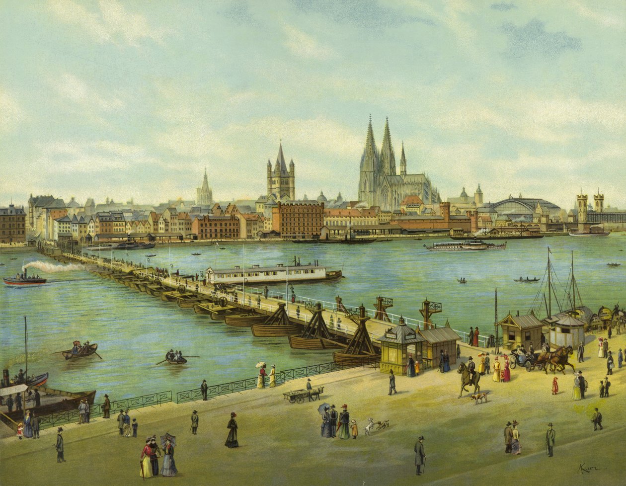 Colonia, río Rin (cromolito) de German School