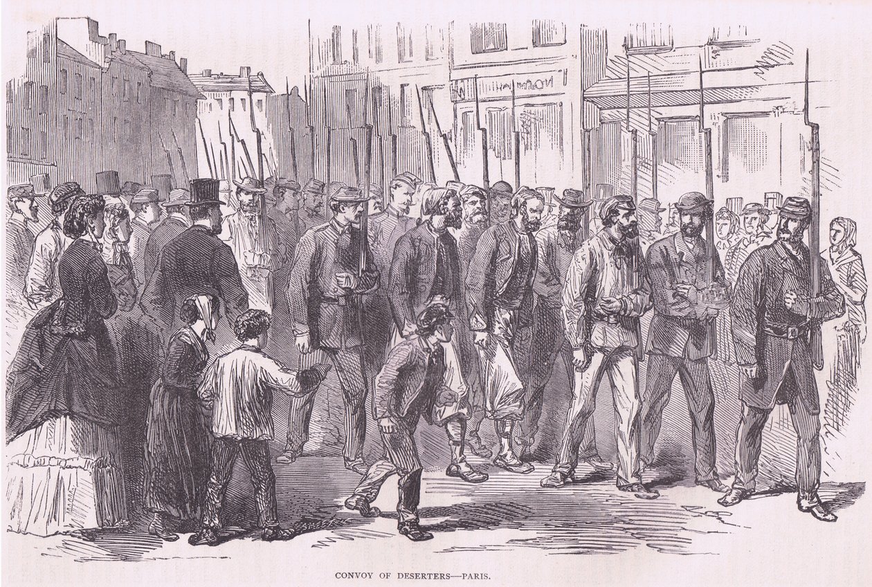 Convoy de desertores-París, Cassells History of the War between France and Germany publicado por Cassell and Company Limited, c.1890 de German School