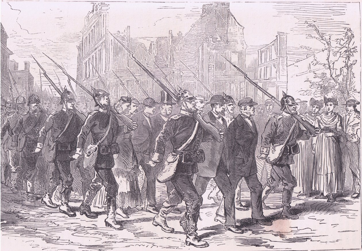 Convoy de prisioneros, Cassells History of the War between France and Germany publicado por Cassell and Company Limited, c.1890 de German School
