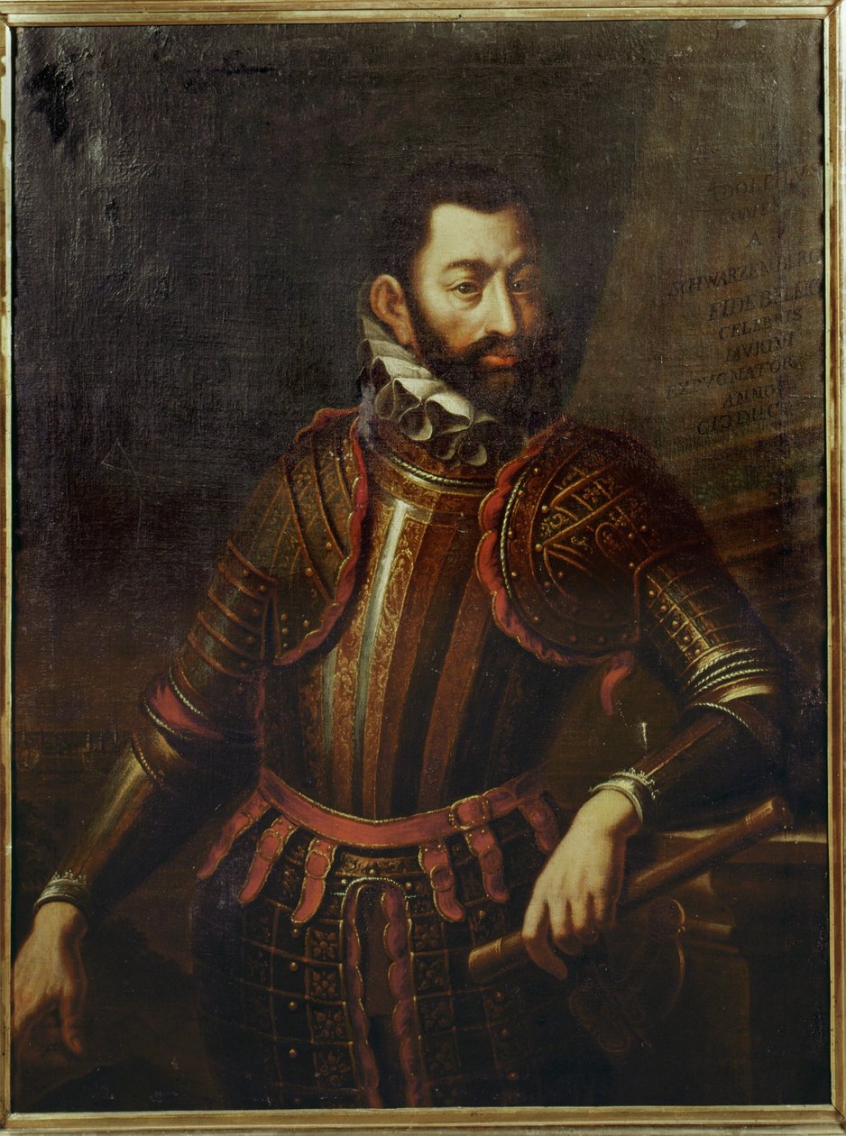 Conde Adolf Schwarzenberg que reconquistó la fortaleza de Gyoer (Hungría) a los turcos en 1594 ... de German School