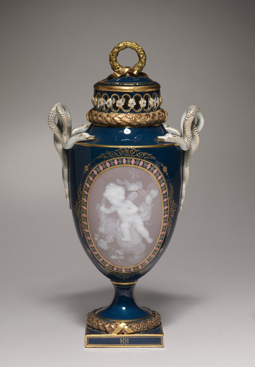 Jarrón cubierto, hecho por la Fábrica de Porcelana de Meissen, Alemania, 1881 de German School