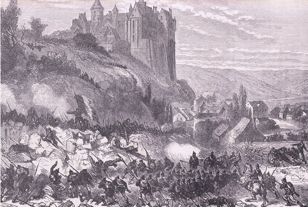 Defensa de Chateaudun, Historia de la guerra entre Francia y Alemania de Cassell, publicada por Cassell and Company Limited, c.1890 de German School