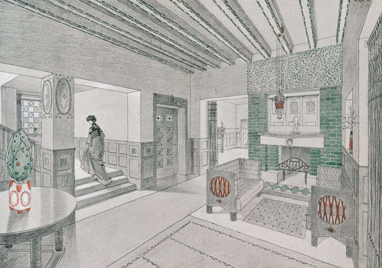 Diseño para una sala de estar por Valentin Mink, 1906 de German School