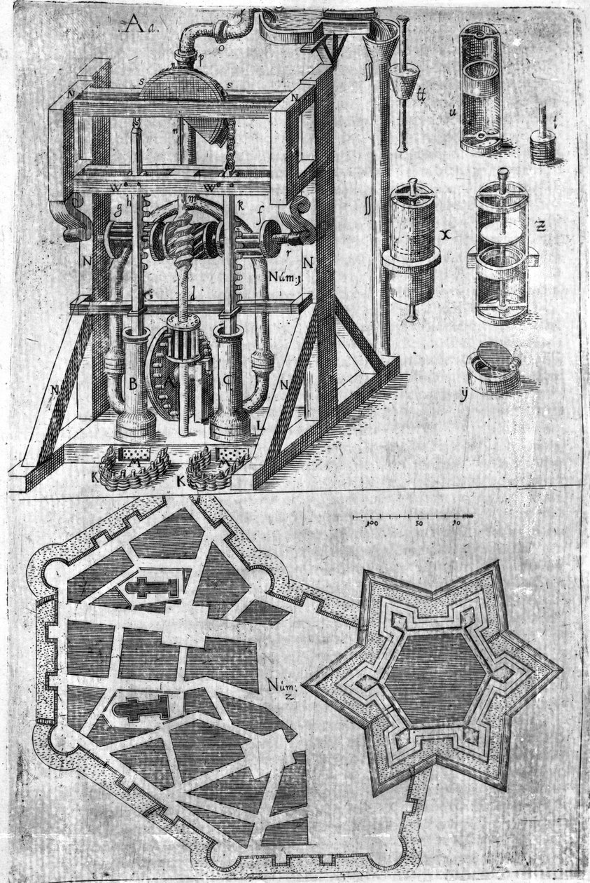 Diseño para fortificación de Harmonia in Fortalitiis Construendis, Defendensis & Oppugnandis por Wendelin Schildknecht, pg120, publicado 1652 de German School