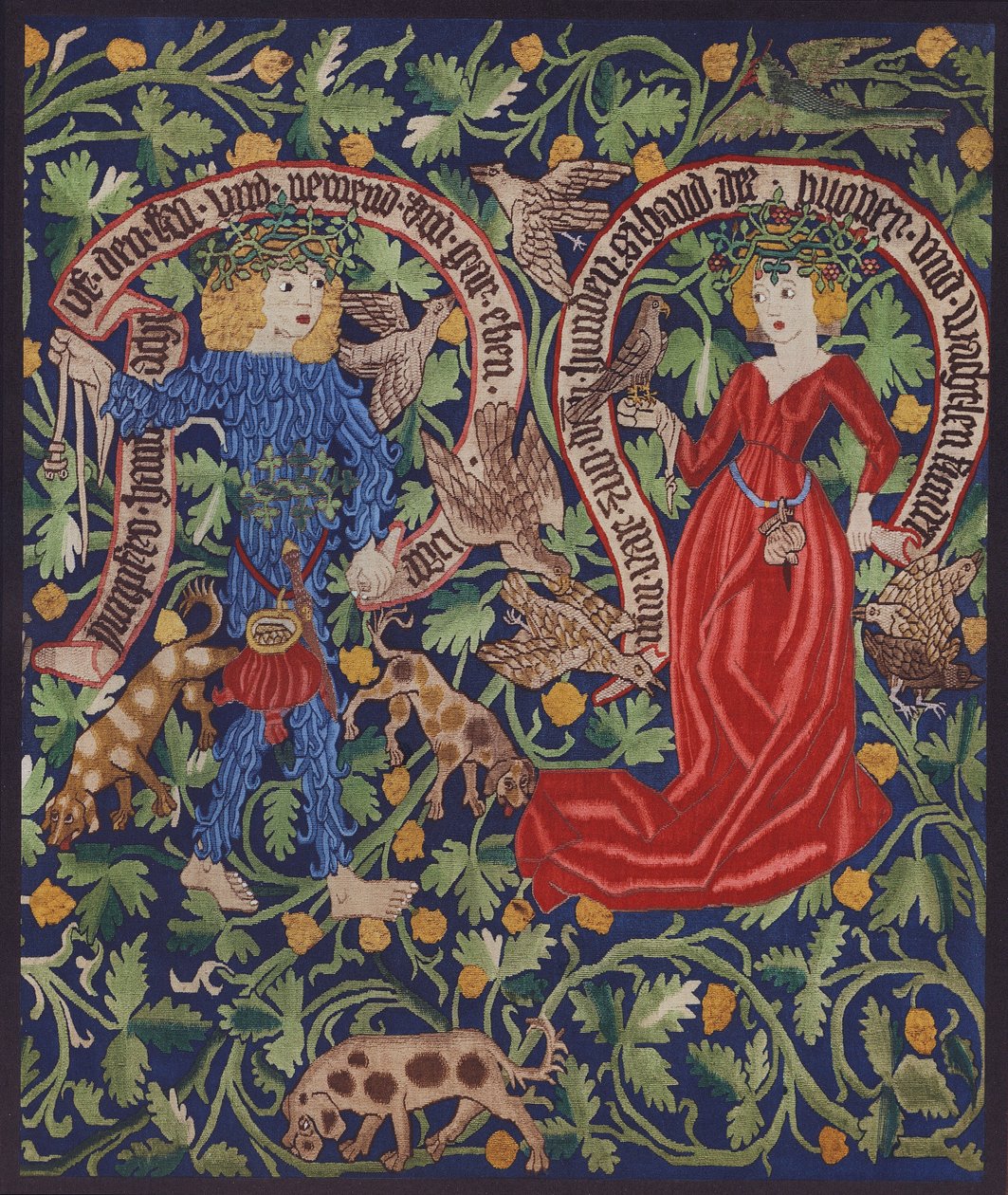 Detalle de un tapiz con hadas, Basilea, hacia 1490 (litografía en color) de German School